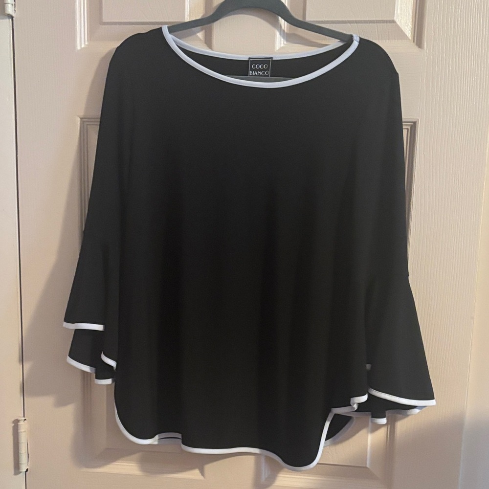 Coco Bianco Black Blouse with White Accents